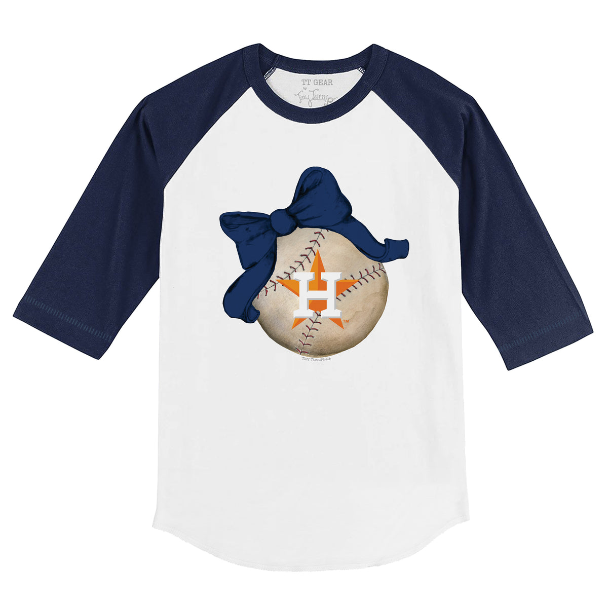 Houston Astros Baseball Bow 3/4 Navy Blue Sleeve Raglan