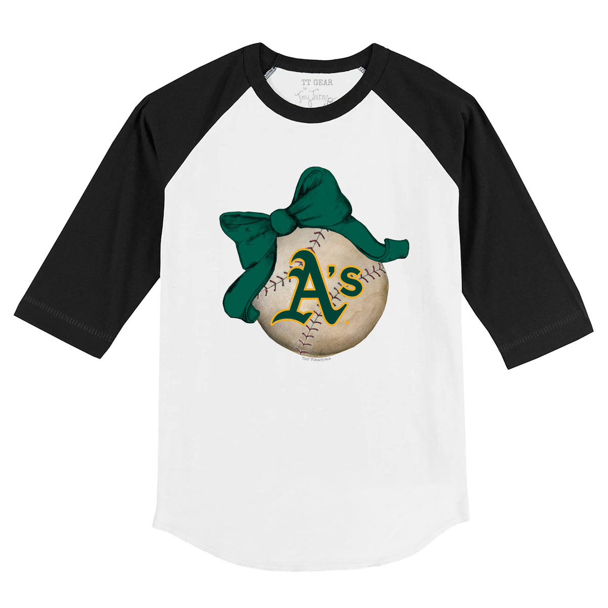 Oakland Athletics Baseball Bow 3/4 Black Sleeve Raglan