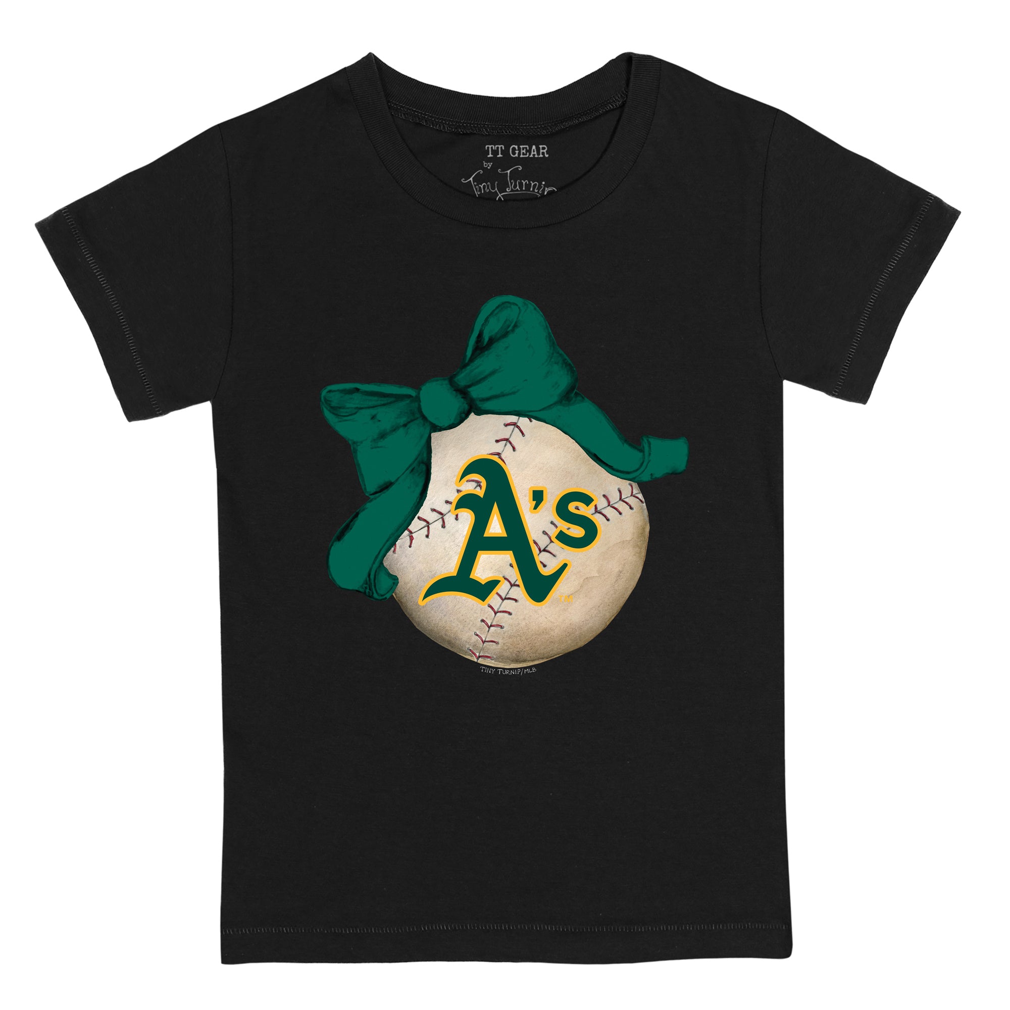 Women's Tiny Turnip White/Black Oakland Athletics Blooming Baseballs 3/4-Sleeve Raglan T-Shirt