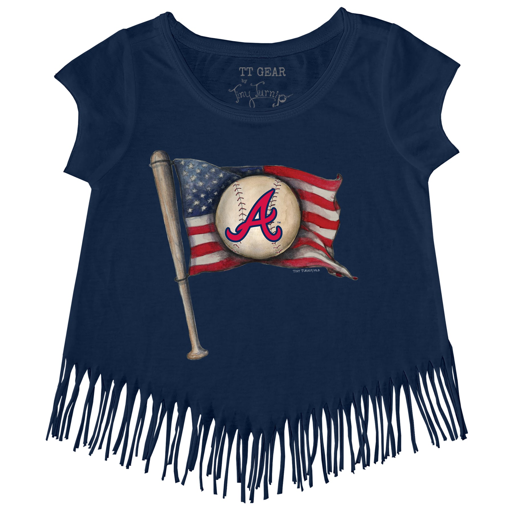 Atlanta Braves Baseball Flag Fringe Tee