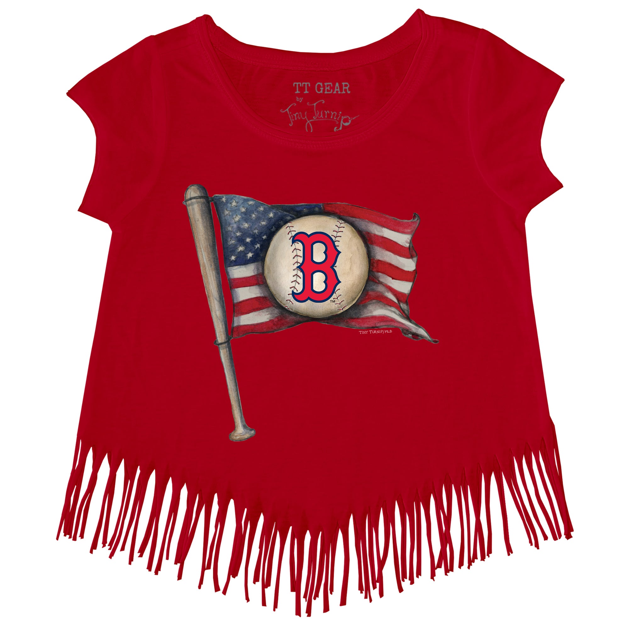 Infant Tiny Turnip Red Boston Sox Baseball Flag Bodysuit