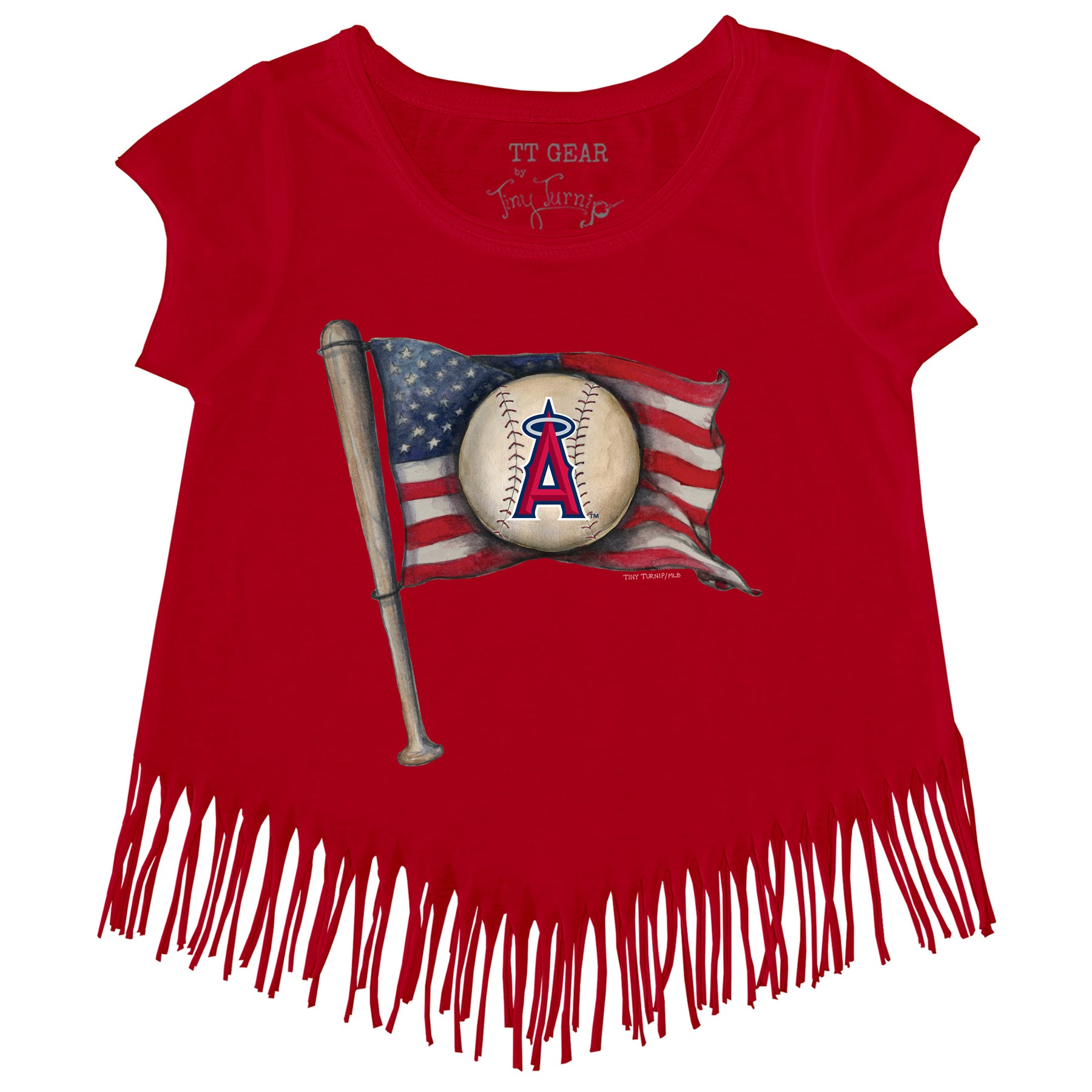 Los Angeles Angels Baseball Flag Fringe Tee