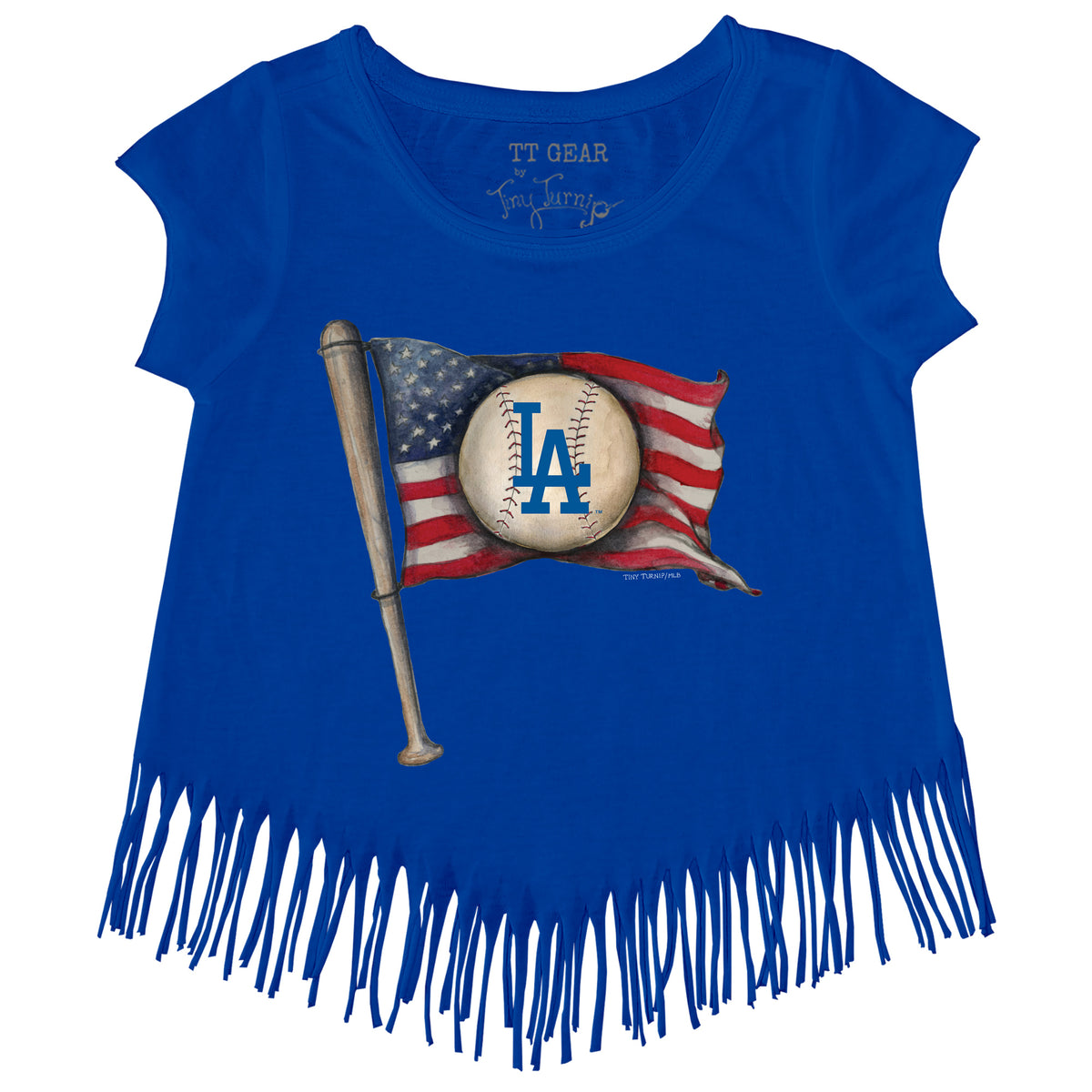 Los Angeles Dodgers Baseball Flag Fringe Tee