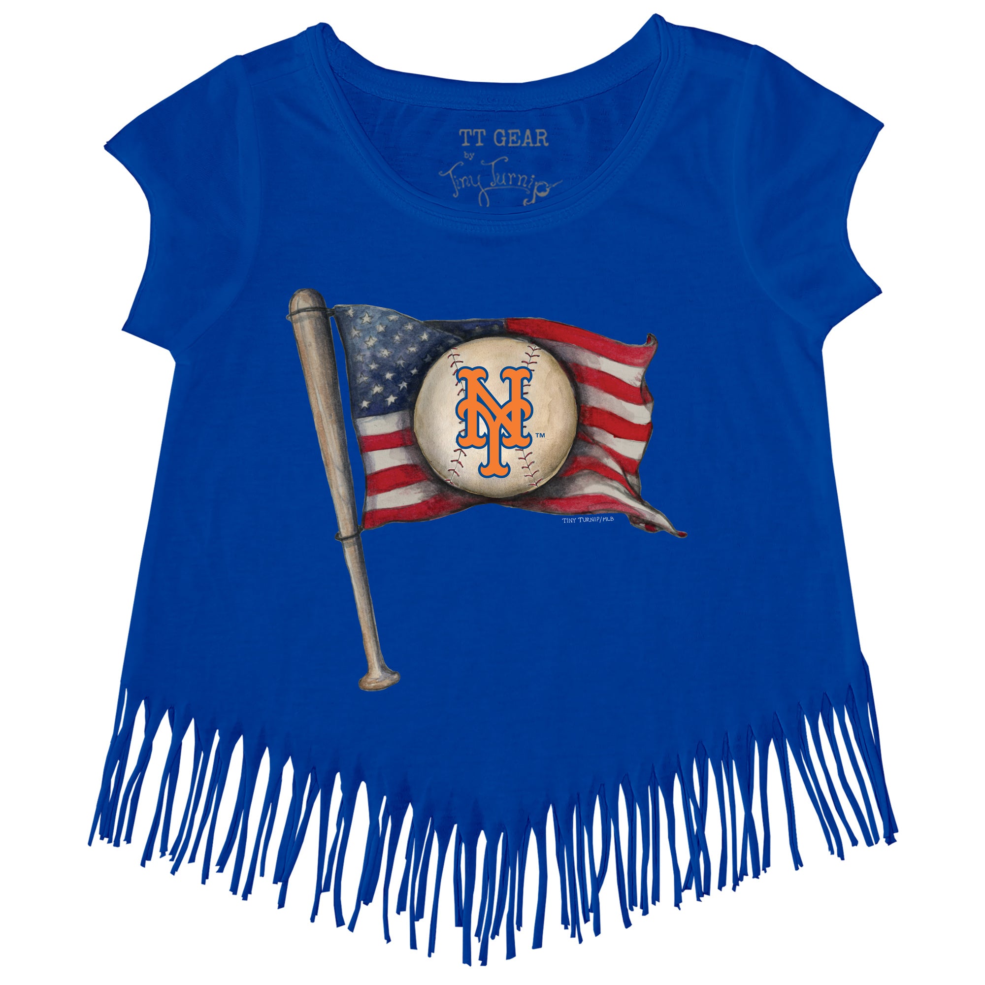 Girls Toddler Tiny Turnip Royal Chicago Cubs Stitched Baseball Fringe T-Shirt Size: 4T