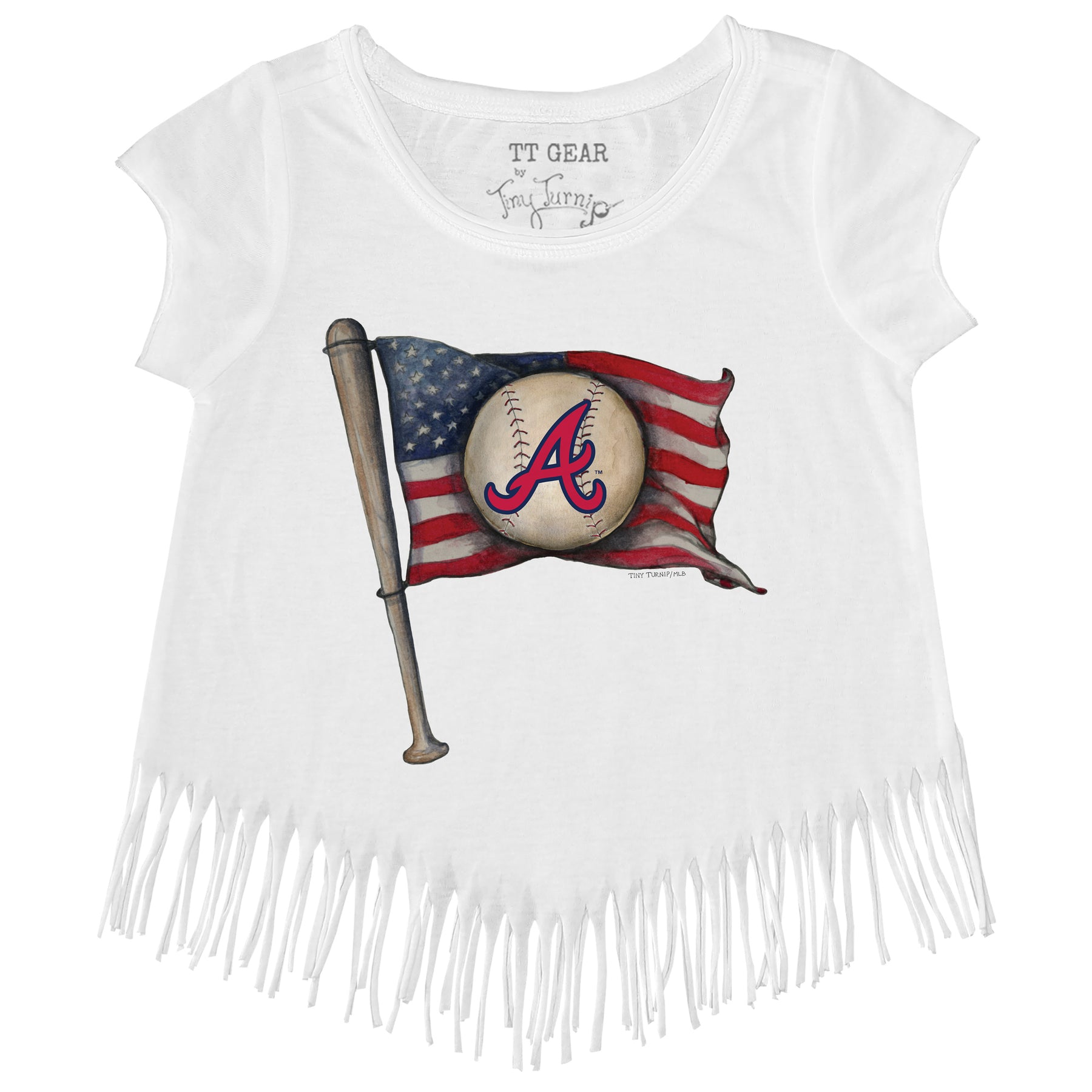 Atlanta Braves Baseball Flag Fringe Tee