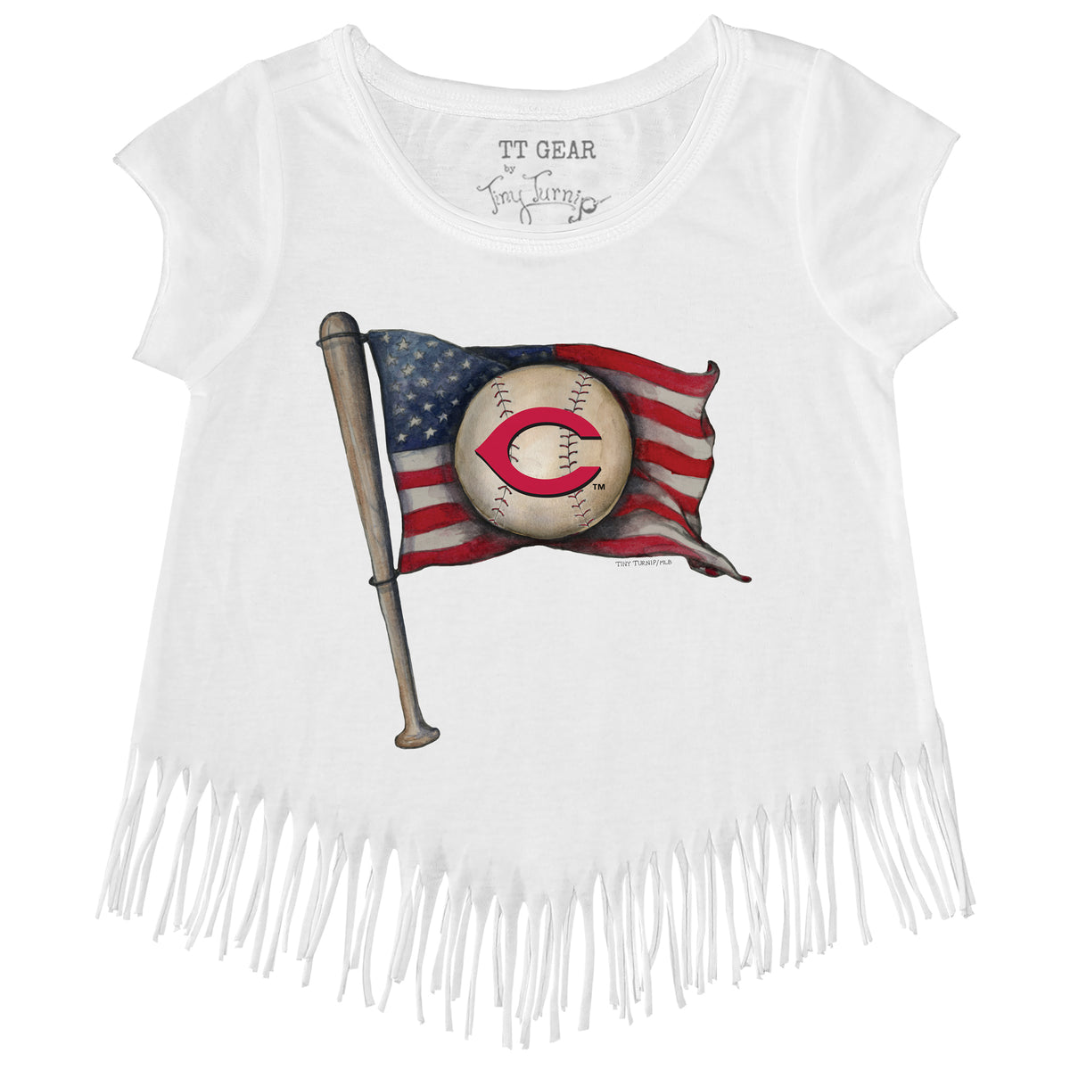 Cincinnati Reds Baseball Flag Fringe Tee