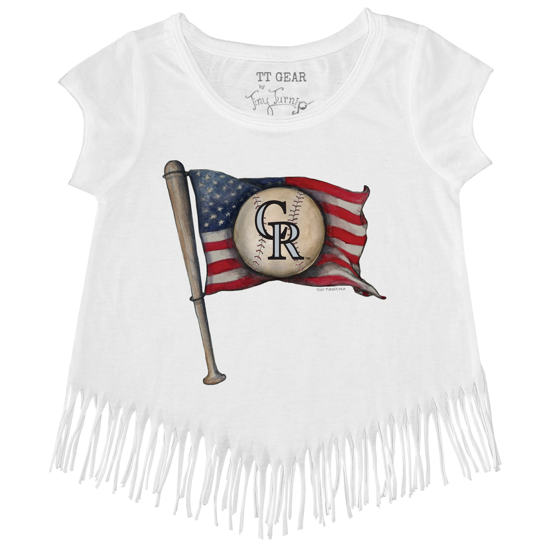 Colorado Rockies Baseball Flag Fringe Tee