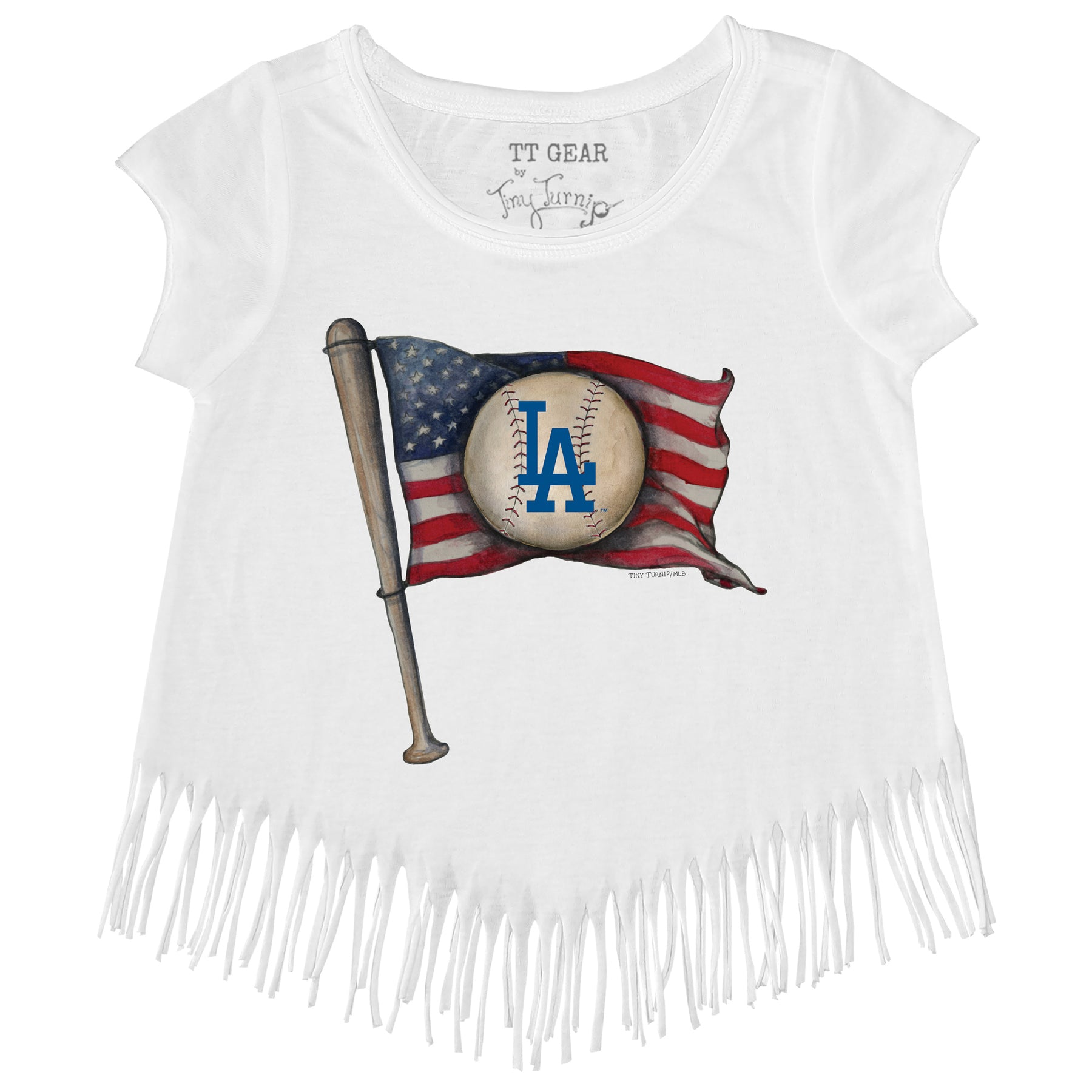 Los Angeles Dodgers Baseball Flag Fringe Tee