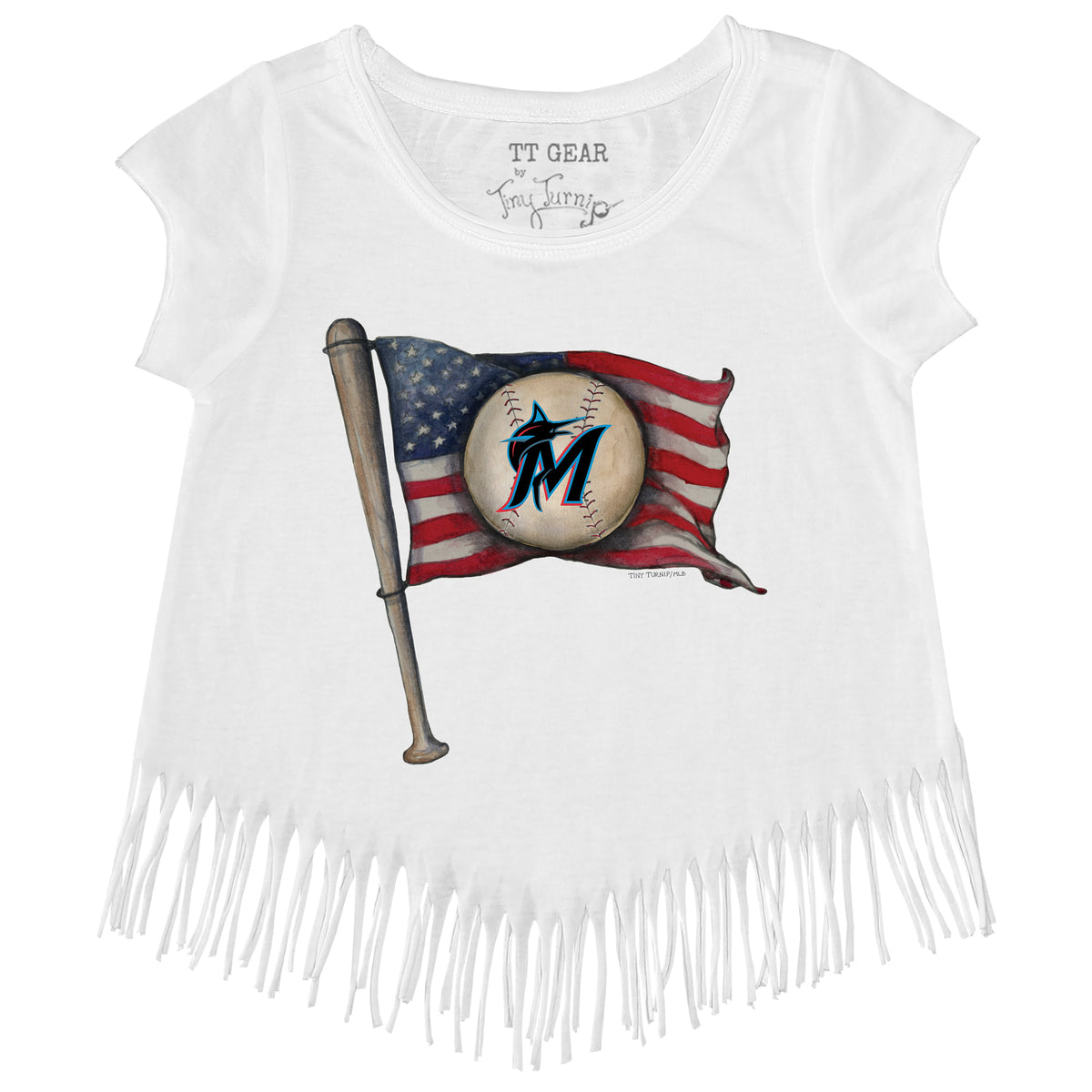 Miami Marlins Baseball Flag Fringe Tee