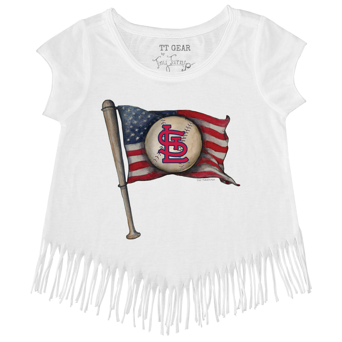 St. Louis Cardinals Baseball Flag Fringe Tee