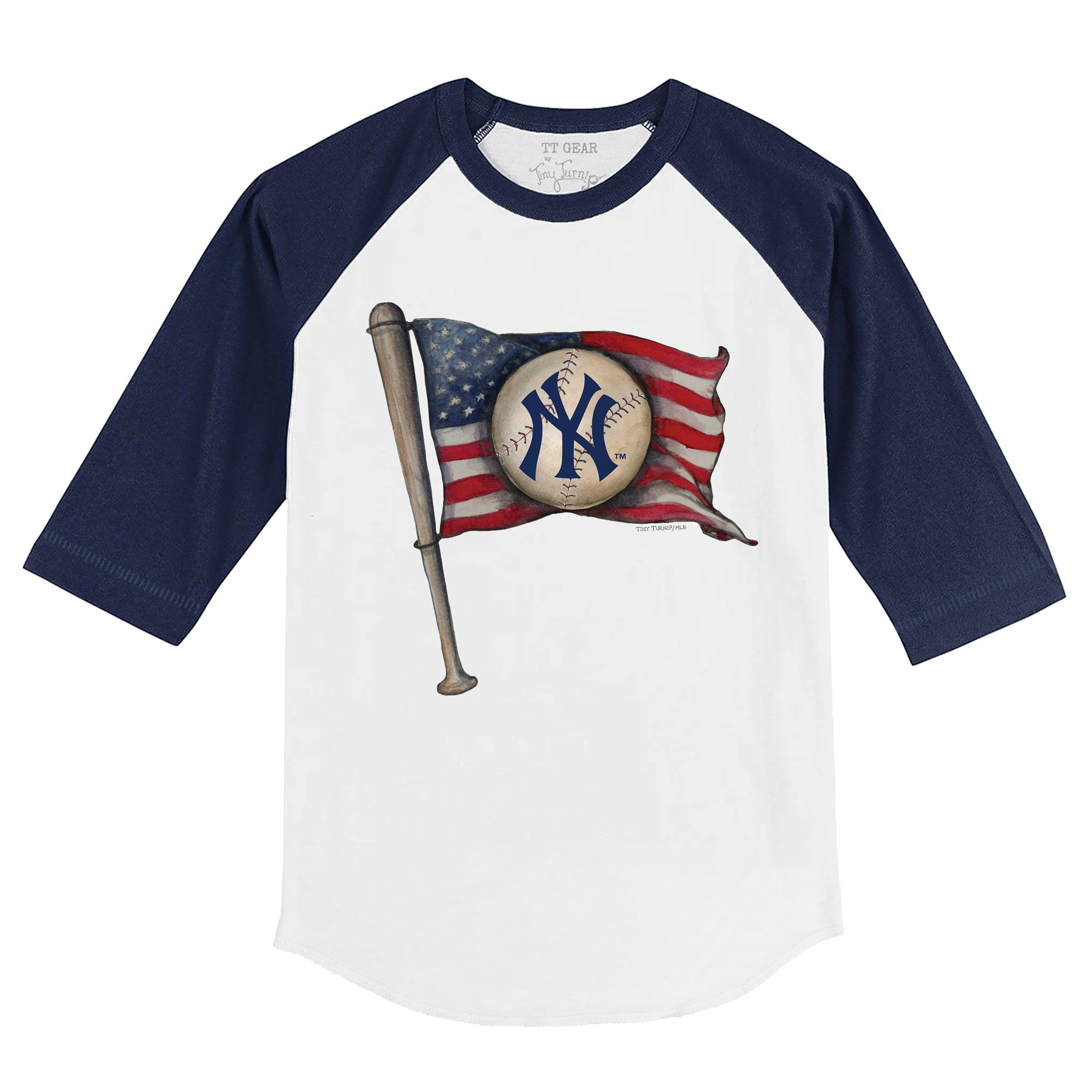 Toddler Tiny Turnip White New York Yankees Baseball Flag T-Shirt Size: 4T