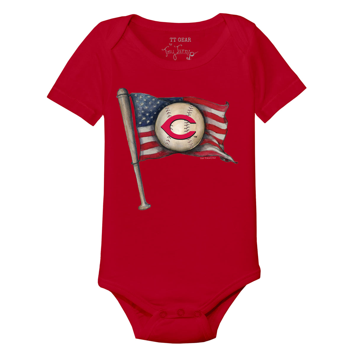 Cincinnati Reds Baseball Flag Short Sleeve Snapper