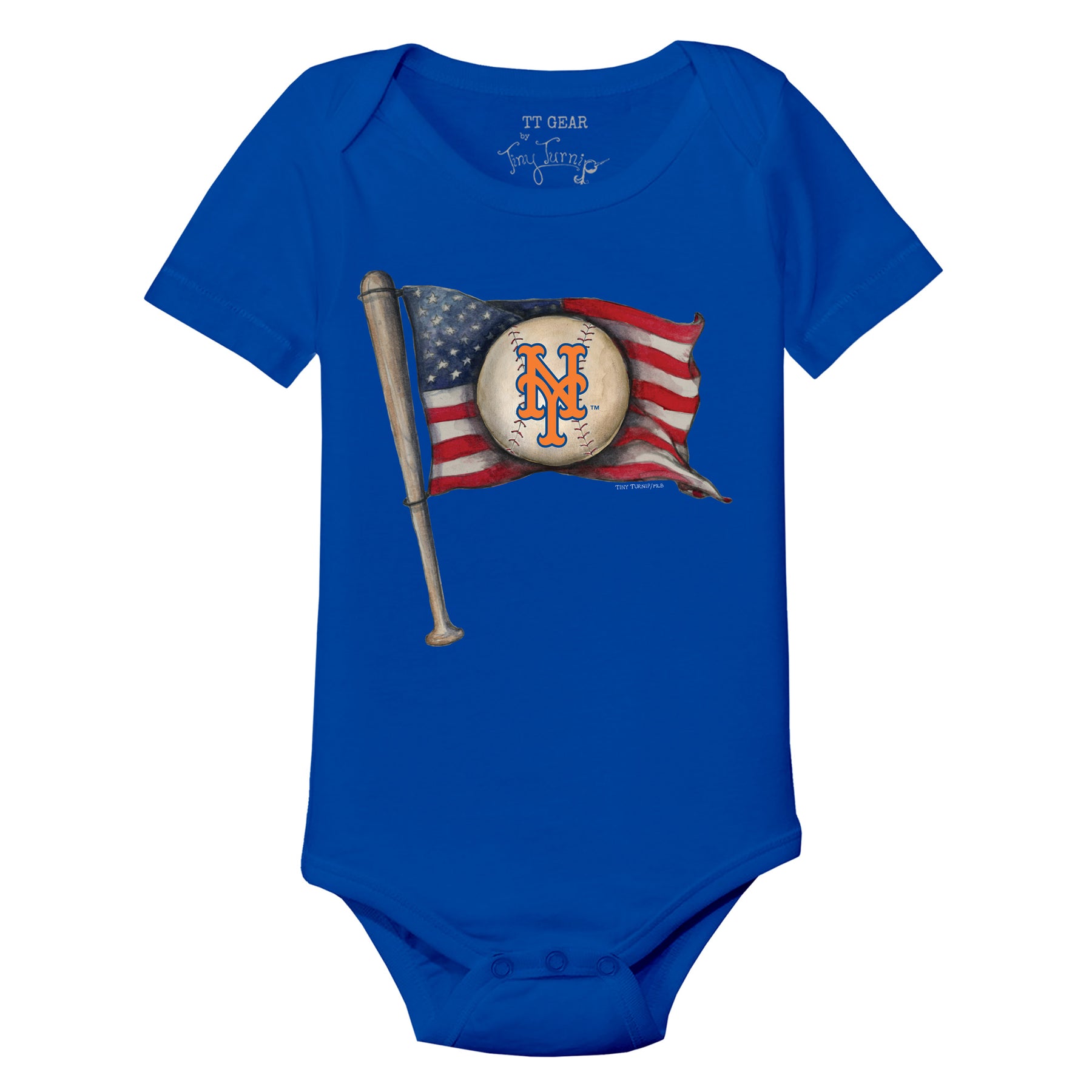 New York Mets Baseball Flag Short Sleeve Snapper