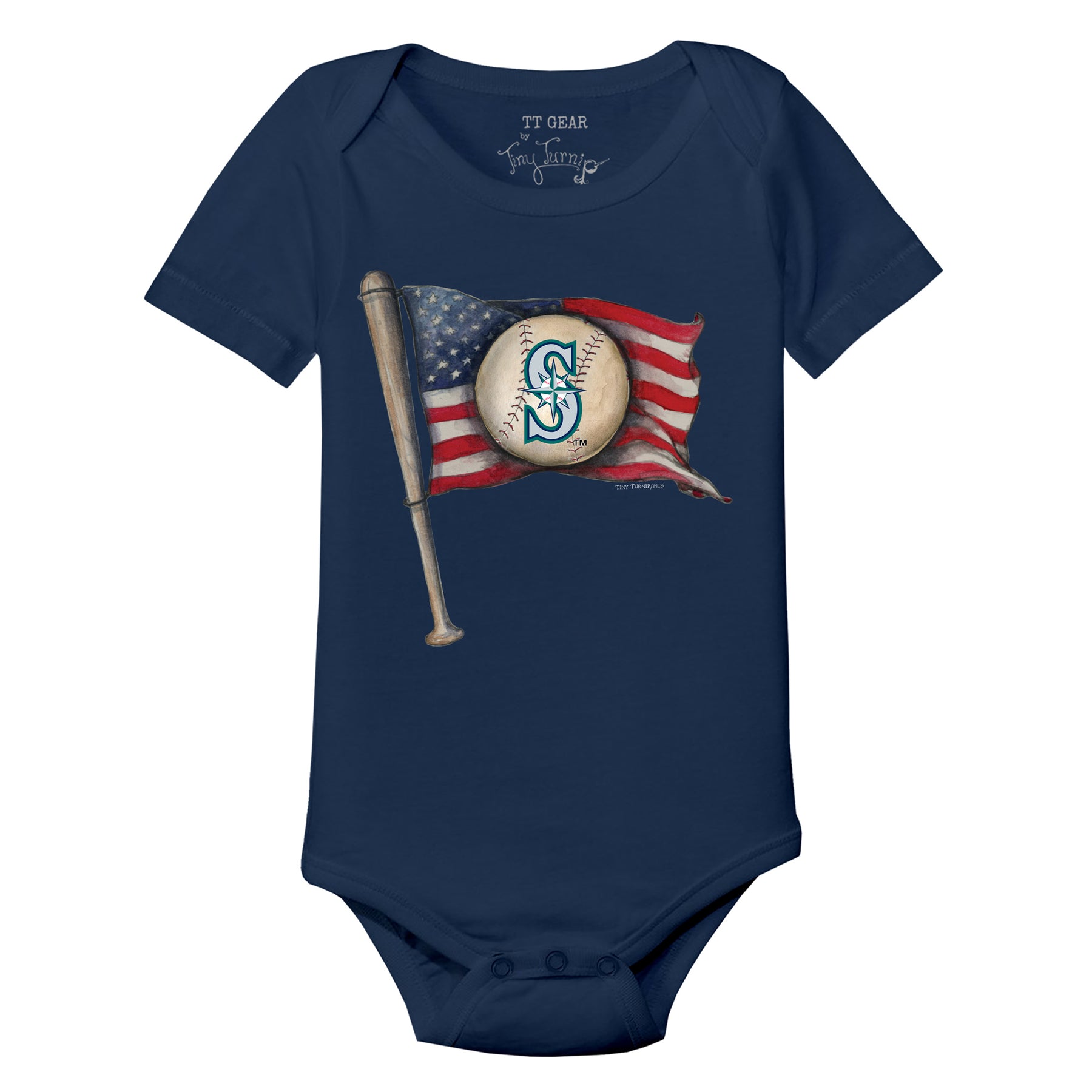 Seattle Mariners Baseball Flag Short Sleeve Snapper