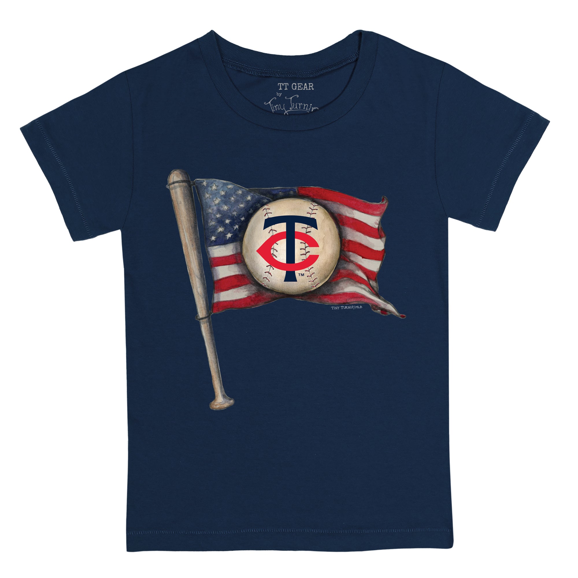 Minnesota Twins Tiny Turnip Women's Baseball Flag T-Shirt - White