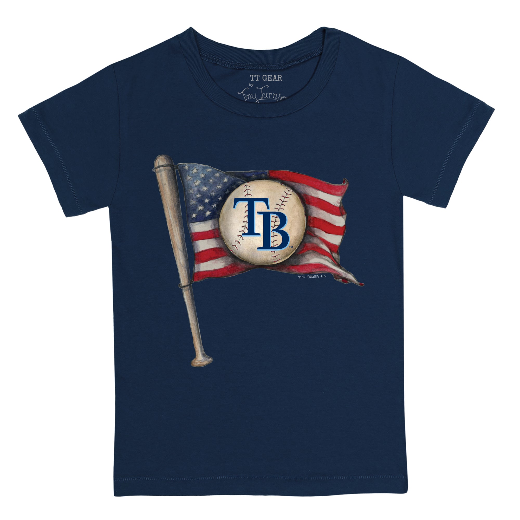 Tampa Bay Rays Tiny Turnip Youth Baseball Flag Raglan 3/4 Sleeve T