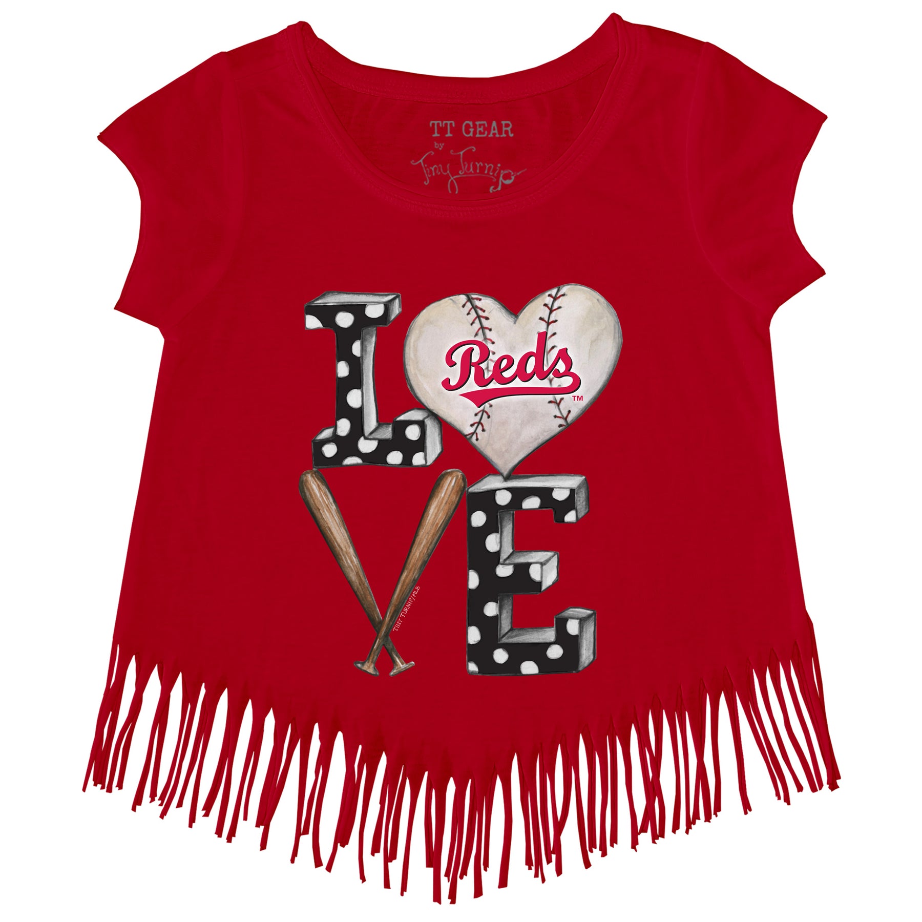 Cincinnati Reds Baseball LOVE Fringe Tee