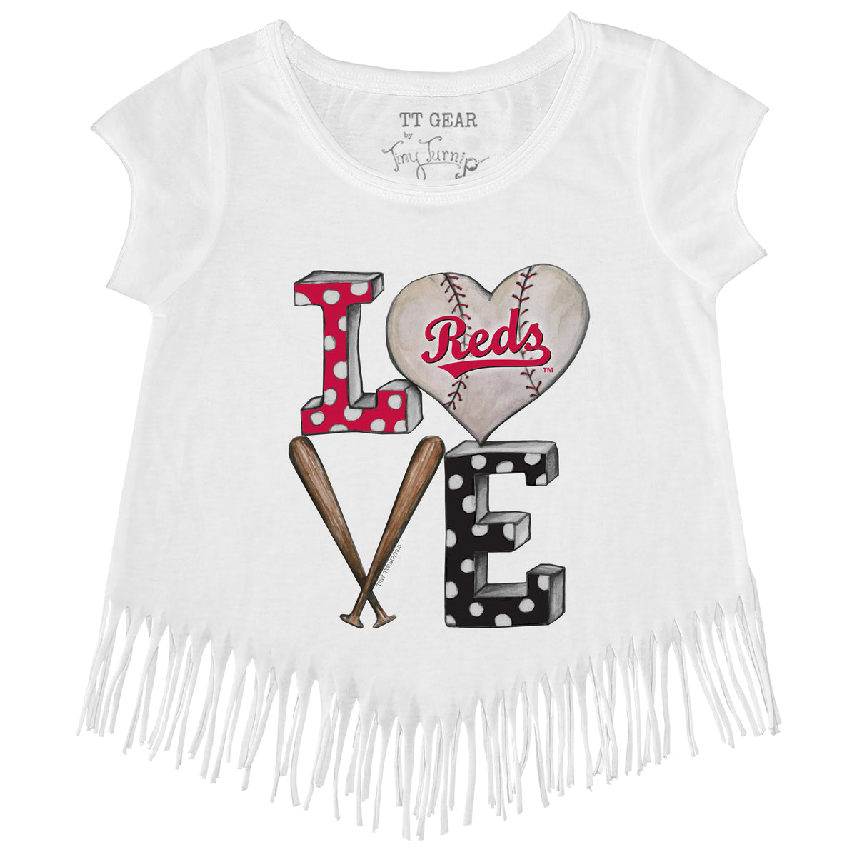 Cincinnati Reds Baseball LOVE Fringe Tee