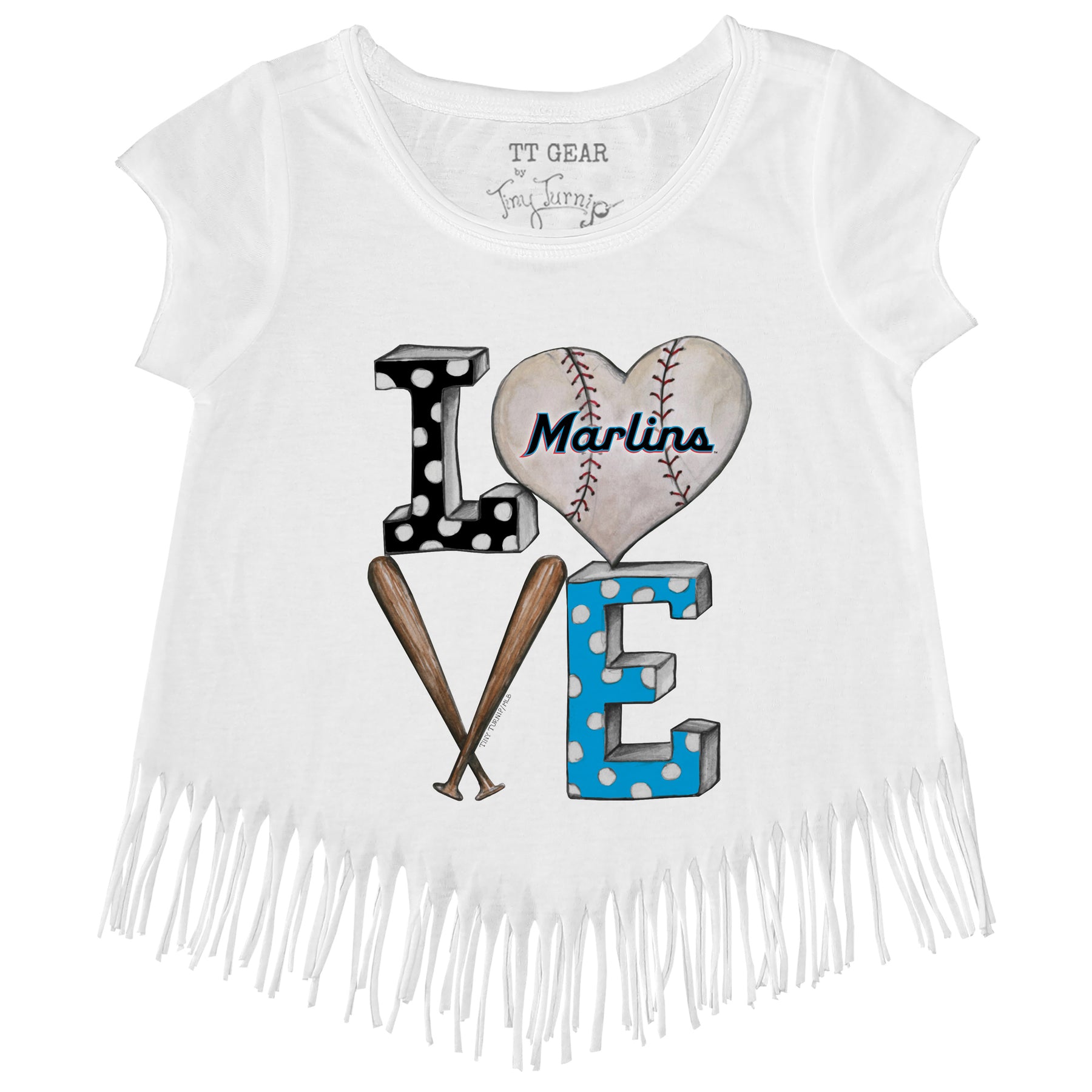 Miami Marlins Baseball LOVE Fringe Tee