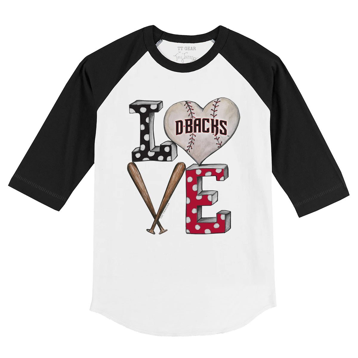 Arizona Diamondbacks Baseball LOVE 3/4 Black Sleeve Raglan