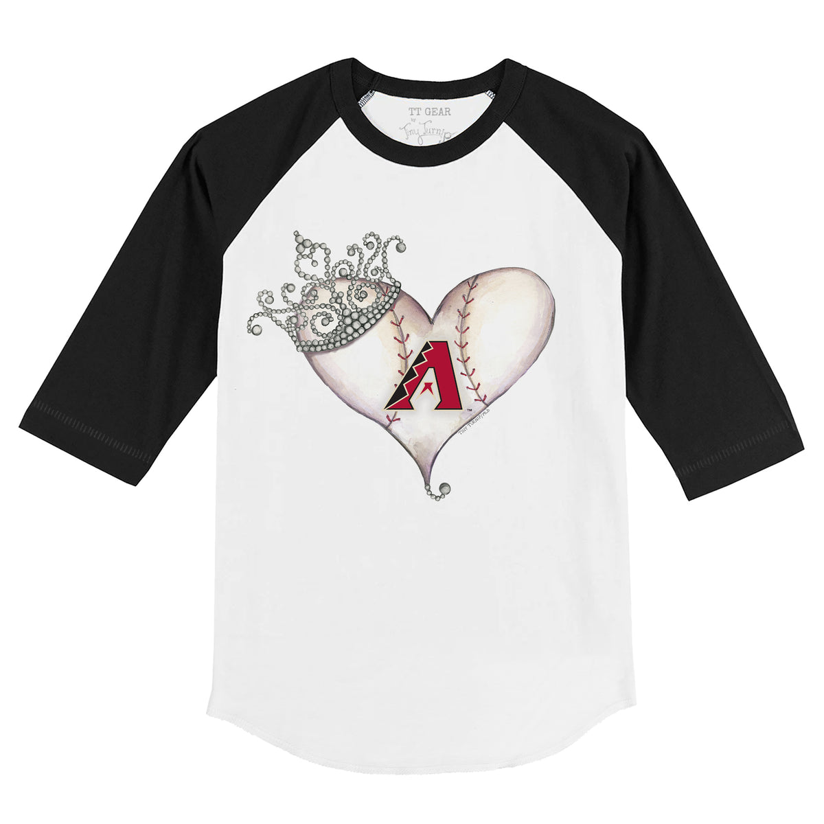 Arizona Diamondbacks Tiara Heart 3/4 Black Sleeve Raglan