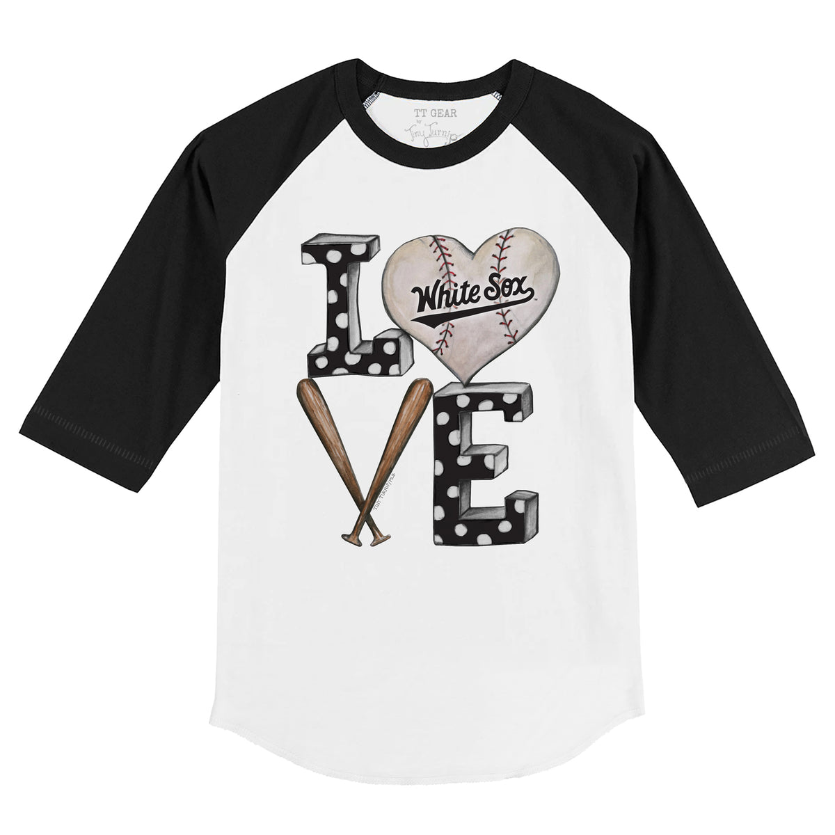 Chicago White Sox Baseball LOVE 3/4 Black Sleeve Raglan