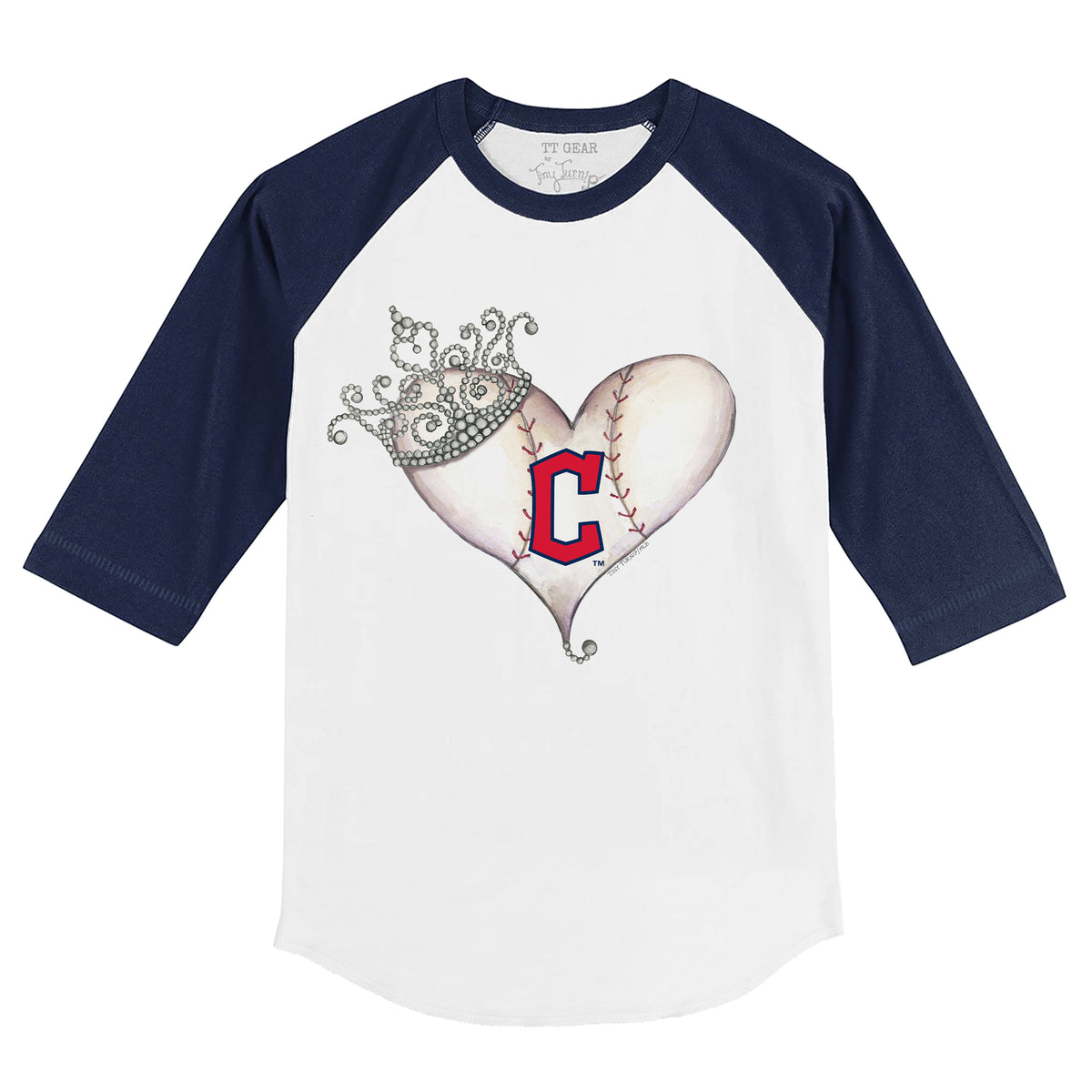 Cleveland Guardians Tiara Heart 3/4 Navy Blue Sleeve Raglan
