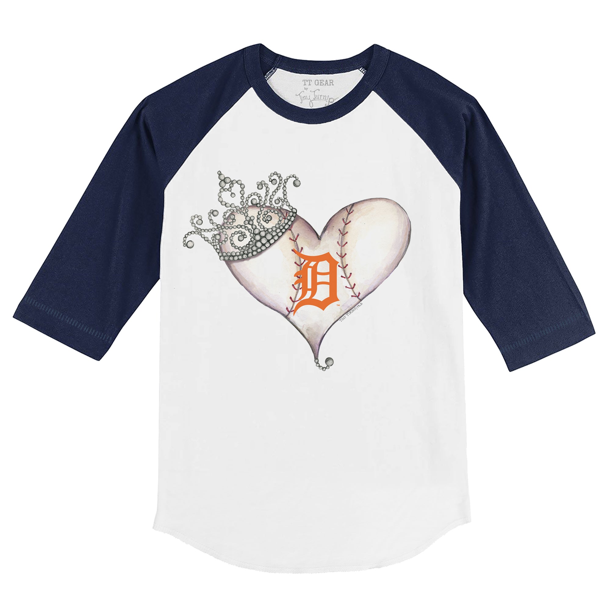 Detroit Tigers Tiny Turnip Unisex Stega 3/4-Sleeve Raglan T-Shirt -  White/Navy