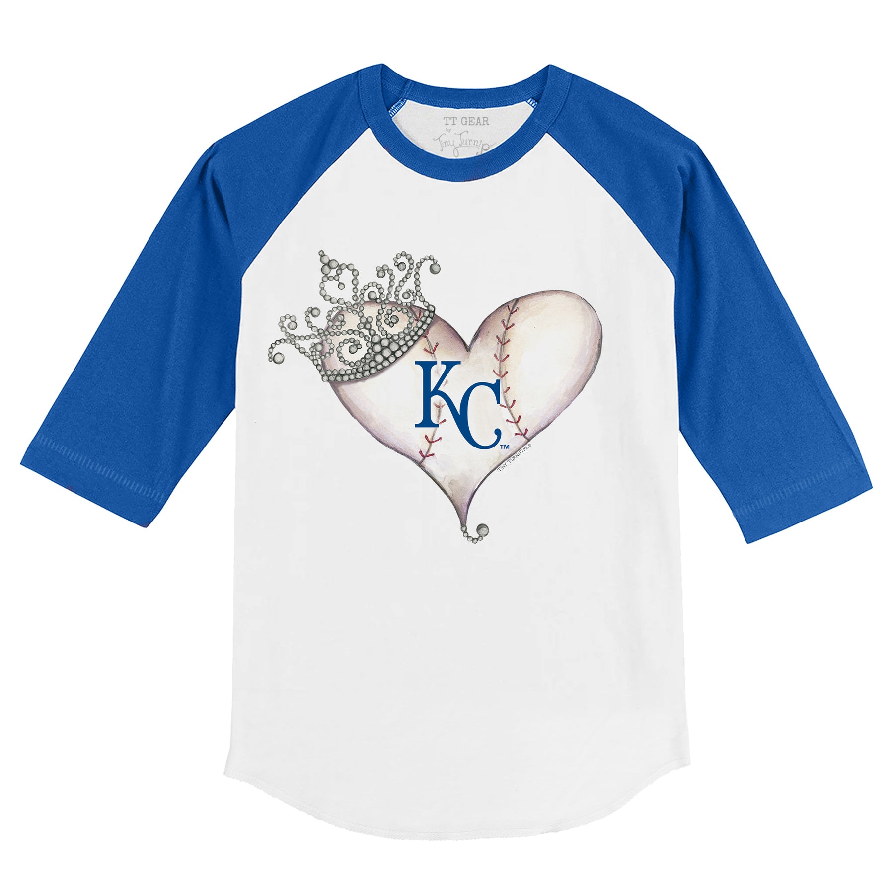 Kansas City Royals Tiara Heart 3/4 Royal Blue Sleeve Raglan