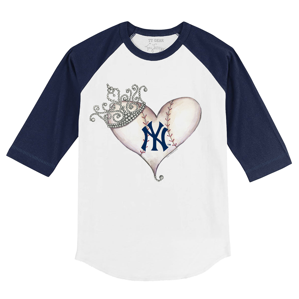 New York Yankees Tiara Heart 3/4 Navy Blue Sleeve Raglan