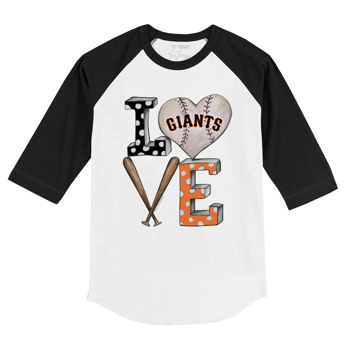 San Francisco Giants Baseball LOVE 3/4 Black Sleeve Raglan