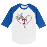 Texas Rangers Tiara Heart 3/4 Royal Blue Sleeve Raglan