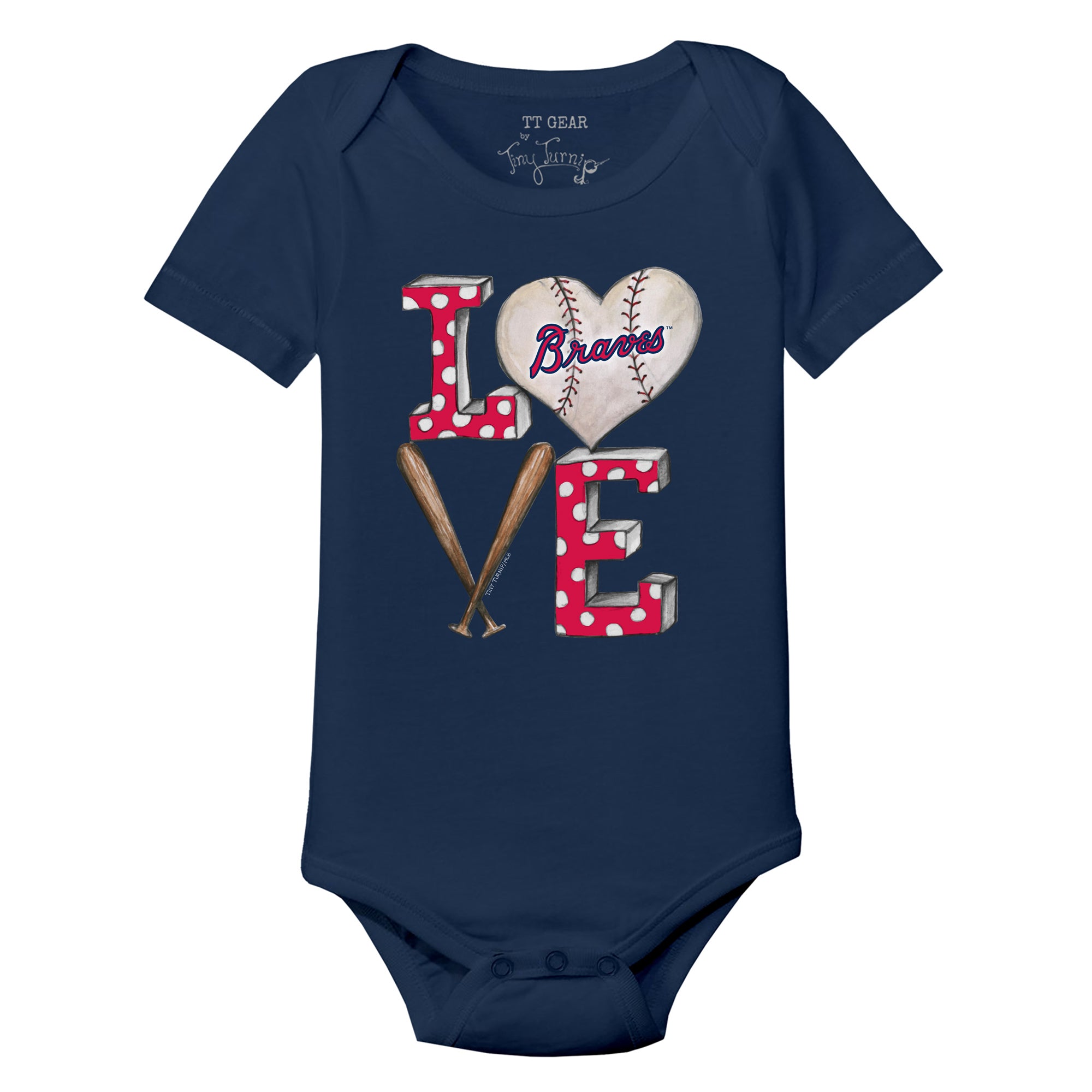 Toddler Atlanta Braves Tiny Turnip White Baseball Bow T-Shirt