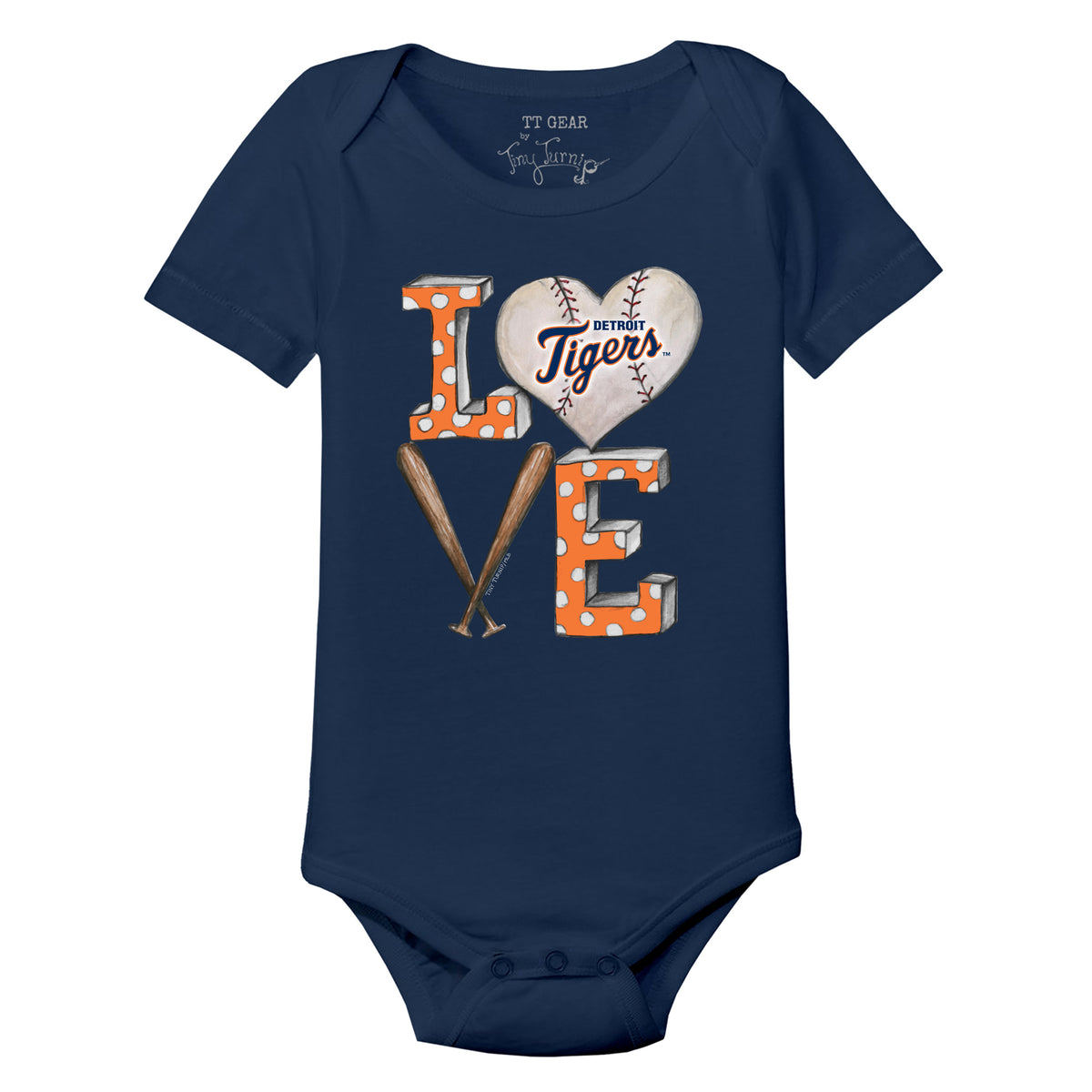 Detroit Tigers Baseball LOVE Short Sleeve Snapper