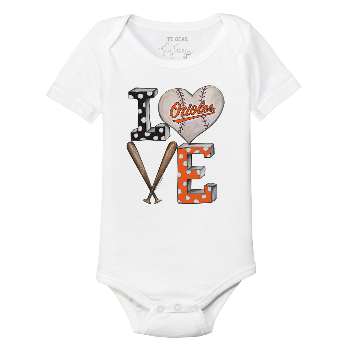 Baltimore Orioles Baseball LOVE Short Sleeve Snapper