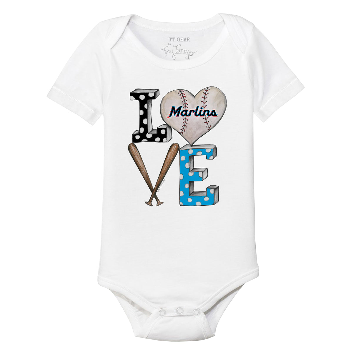 Miami Marlins Baseball LOVE Short Sleeve Snapper