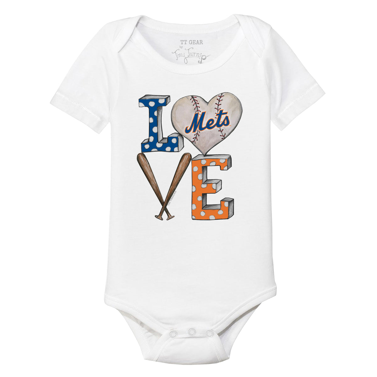 New York Mets Baseball LOVE Short Sleeve Snapper