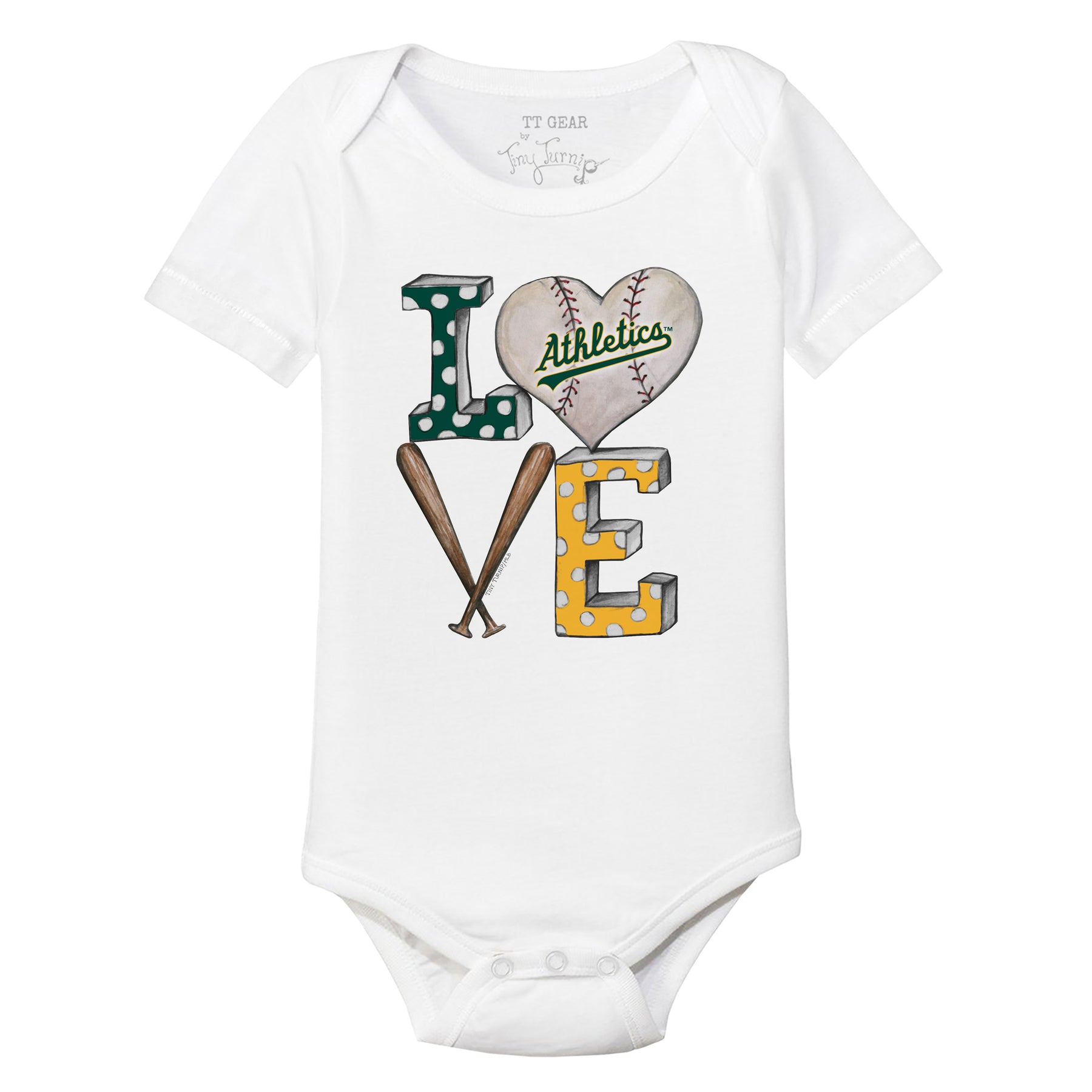 Oakland Athletics Baseball LOVE Short Sleeve Snapper