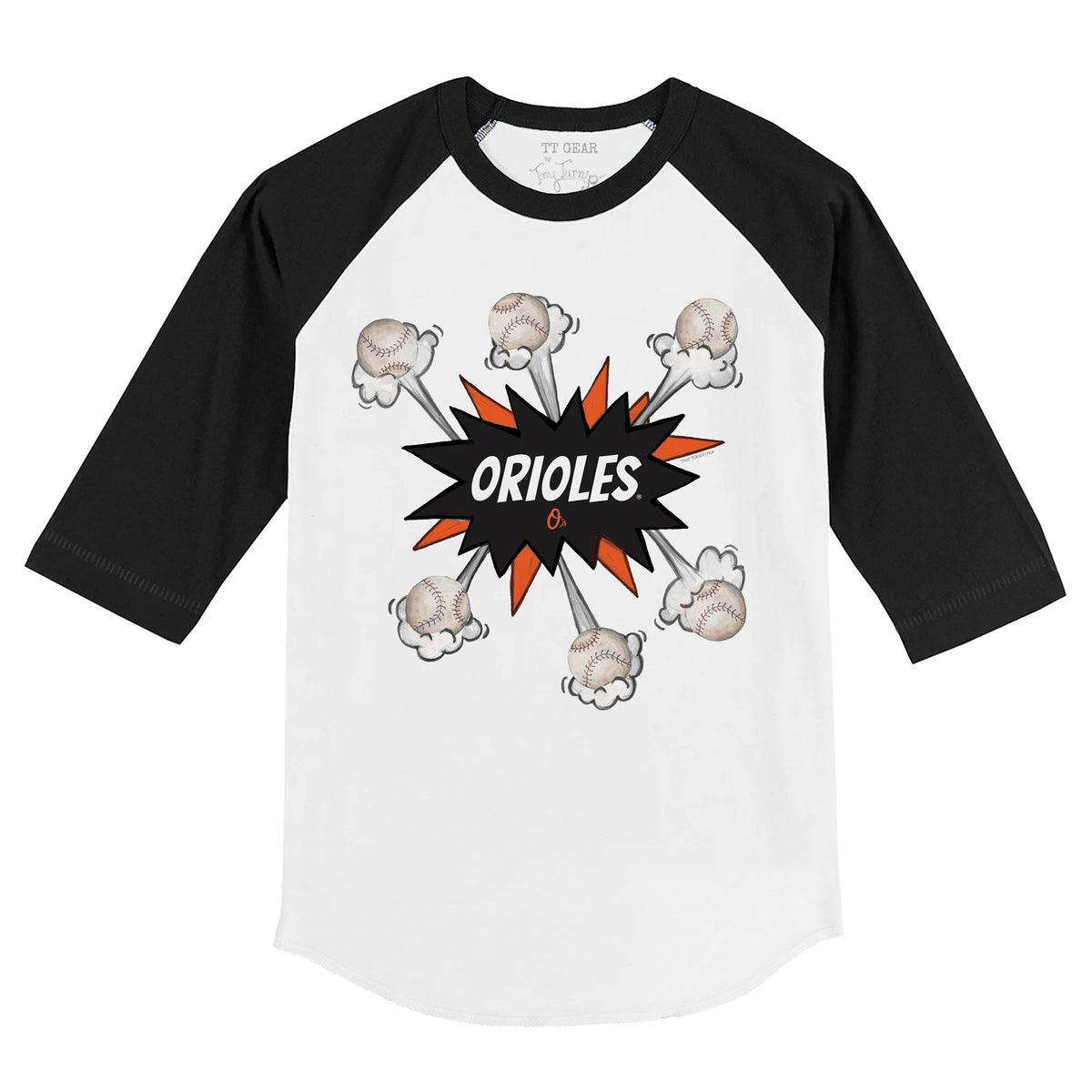 Baltimore Orioles Baseball Pow 3/4 Black Sleeve Raglan