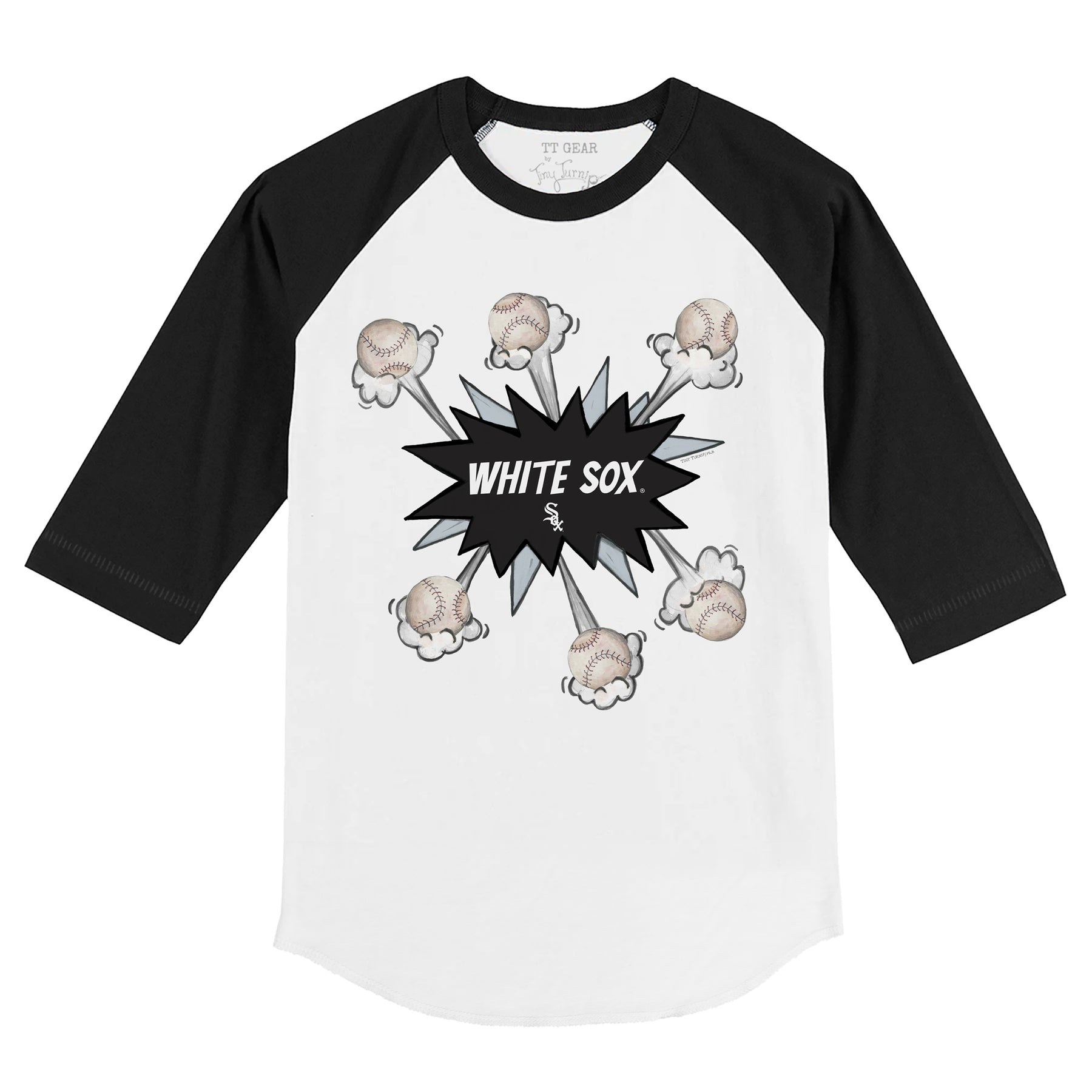 Chicago White Sox Baseball Pow 3/4 Black Sleeve Raglan
