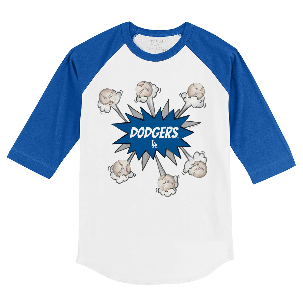 Los Angeles Dodgers Baseball Pow 3/4 Royal Blue Sleeve Raglan