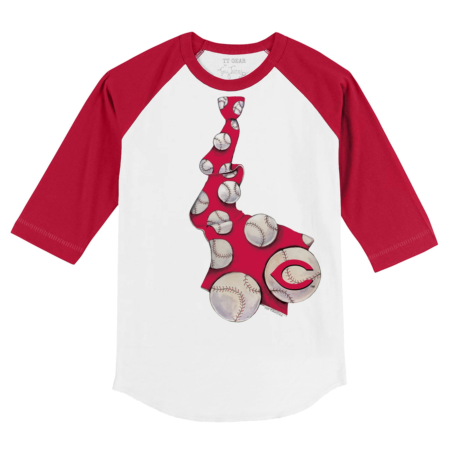 Cincinnati Reds Tie 3/4 Red Sleeve Raglan