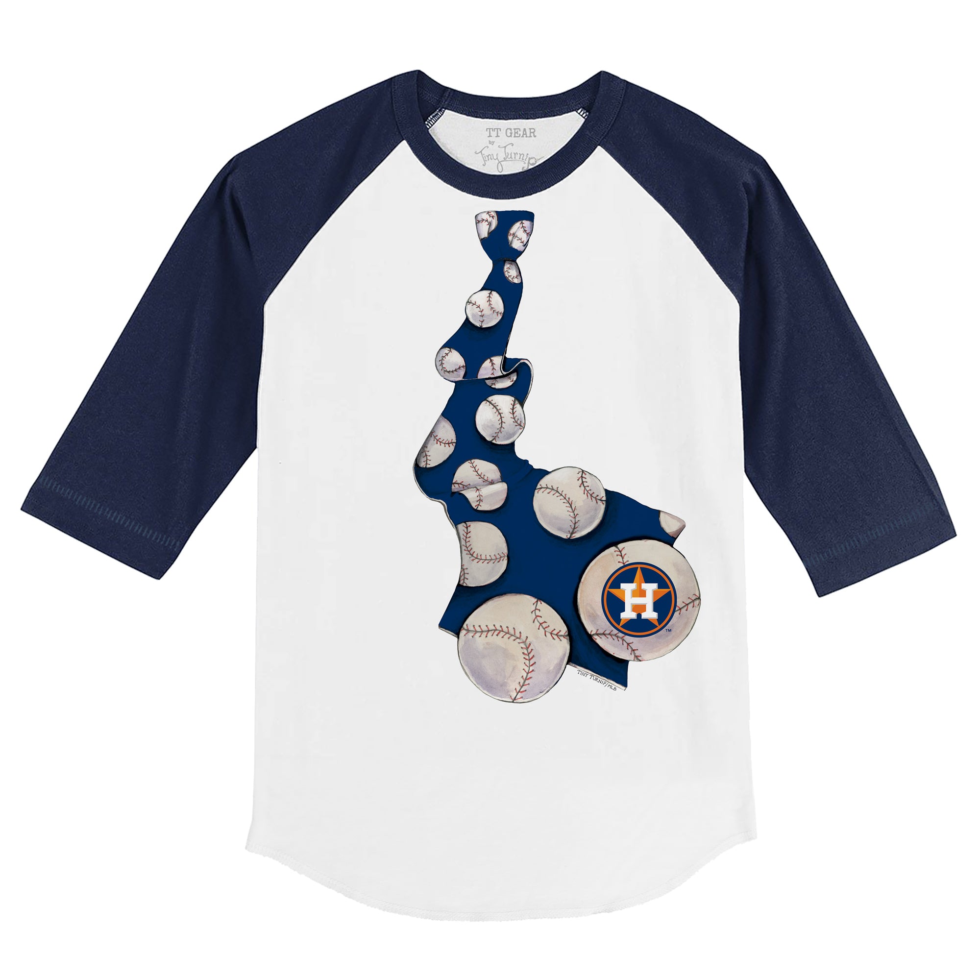 Houston Astros Tiny Turnip Toddler Slugger 3/4-Sleeve Raglan T-Shirt -  White/Navy