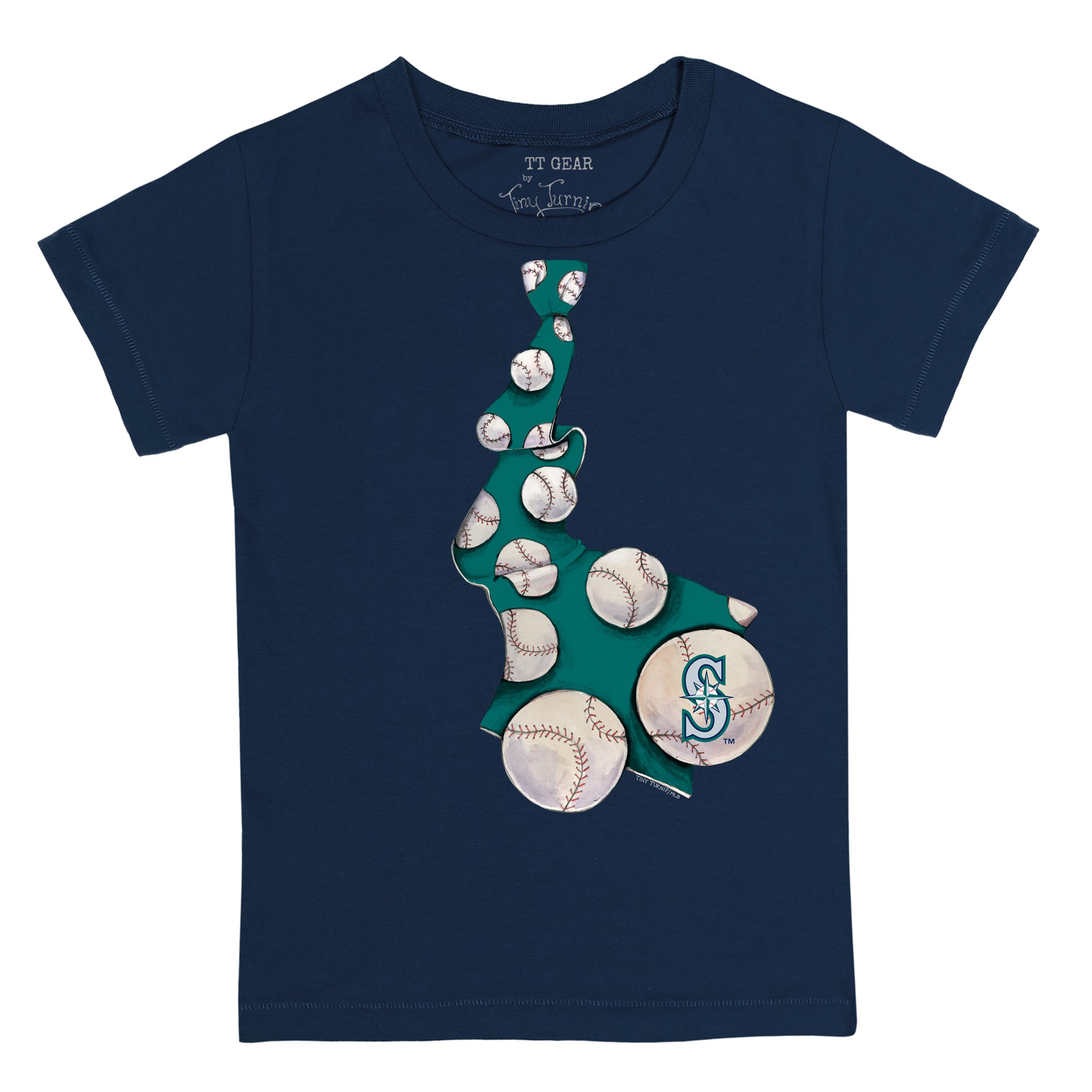 Youth Tiny Turnip White Seattle Mariners Baseball Tie T-Shirt Size: Small