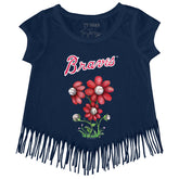 Atlanta Braves Blooming Baseballs Fringe Tee