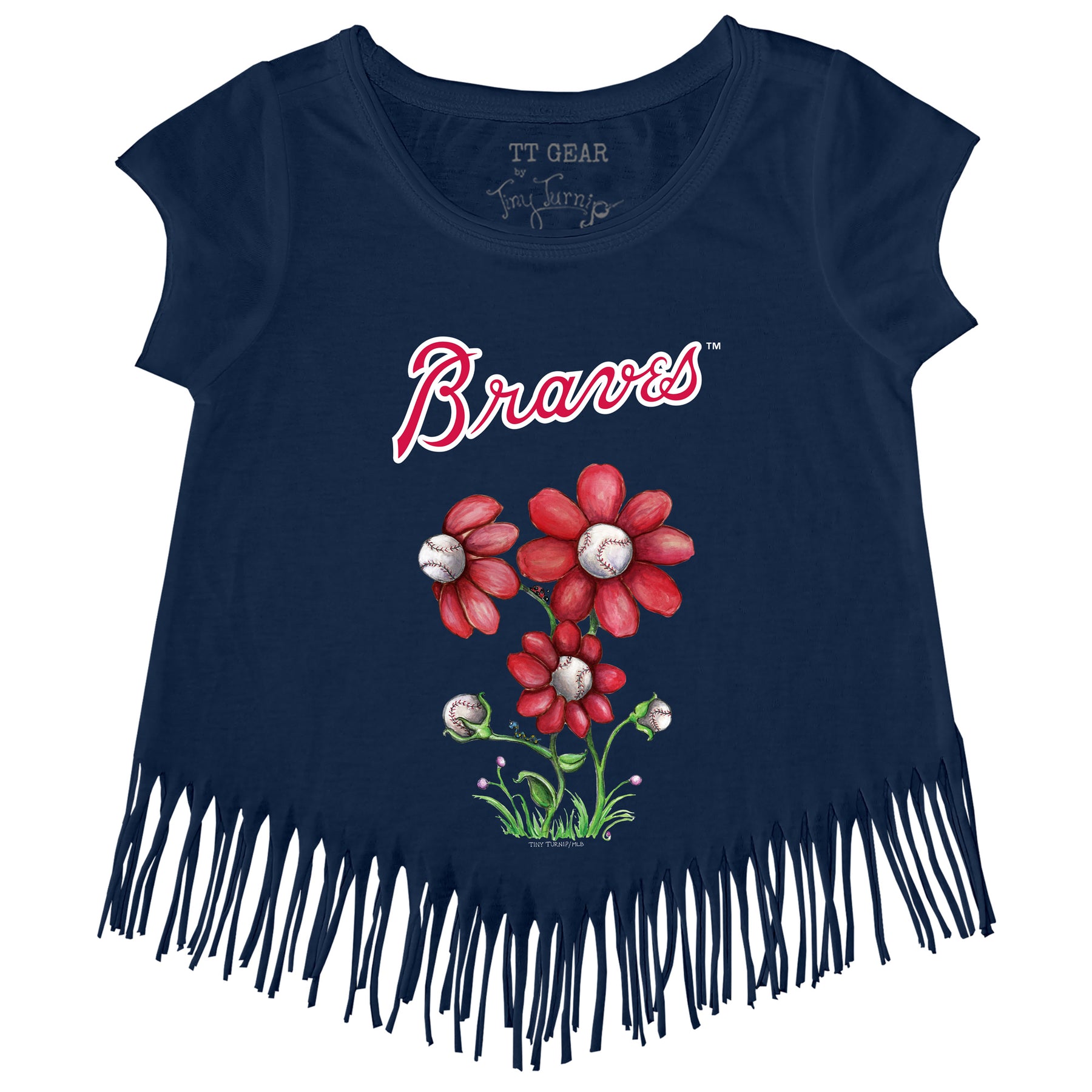 Atlanta Braves Blooming Baseballs Fringe Tee