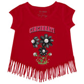 Cincinnati Reds Blooming Baseballs Fringe Tee