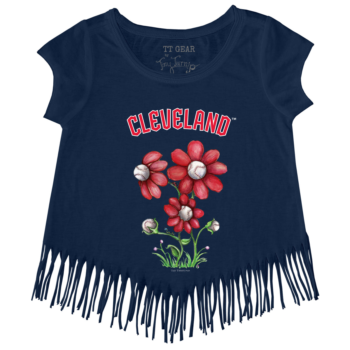 Cleveland Guardians Blooming Baseballs Fringe Tee