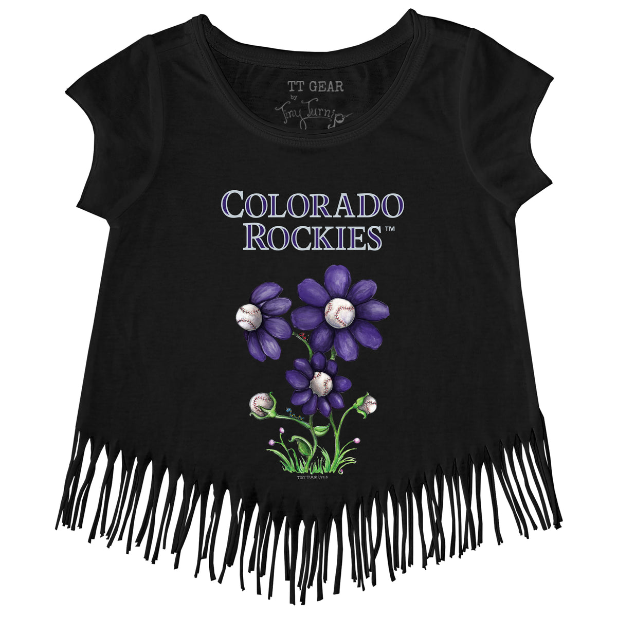 Colorado Rockies Blooming Baseballs Fringe Tee