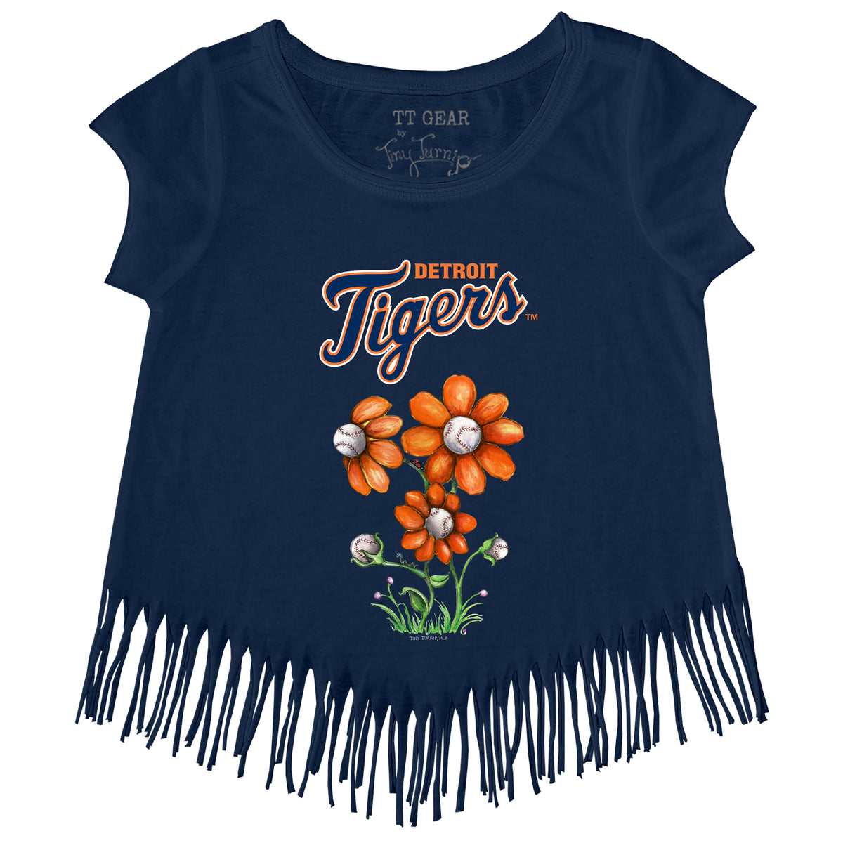 Detroit Tigers Blooming Baseballs Fringe Tee